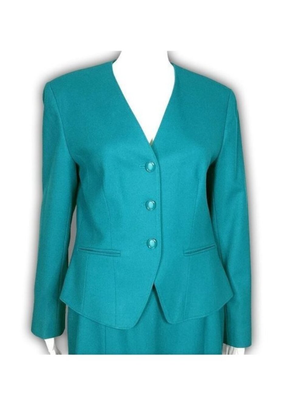 Pendleton Vintage Teal Virgin Wool Skirt Suit Womens 10 Two-Piece Set